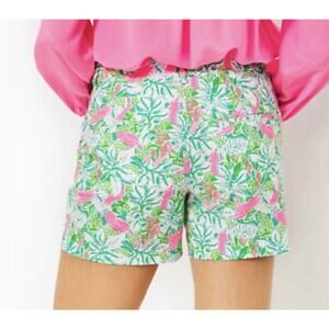 LillyPulitzer Gretchen 5”High-Rise Shorts Botanical Green Just Wing It Sz. 4 NWT
